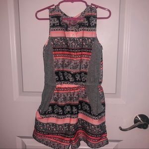 Justice pink-black elephant romper